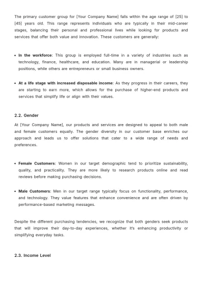 Free Brand Customer Persona Template to Edit Online