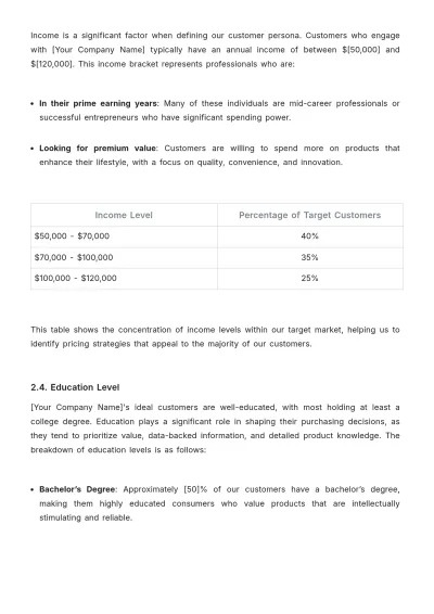 Free Brand Customer Persona Template to Edit Online