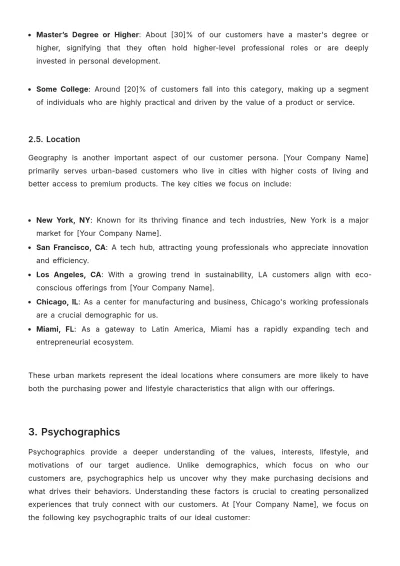 Free Brand Customer Persona Template to Edit Online