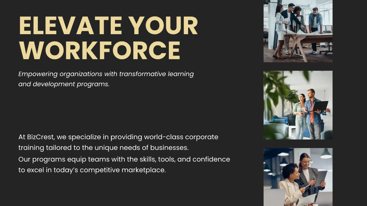 Free Corporate Training Presentation Template to Edit Online