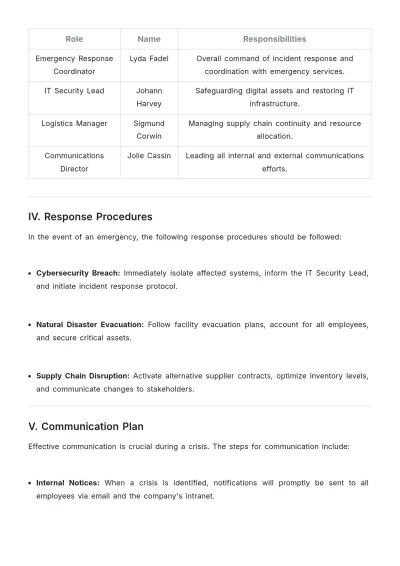 Free Contingency Plan Template to Edit Online