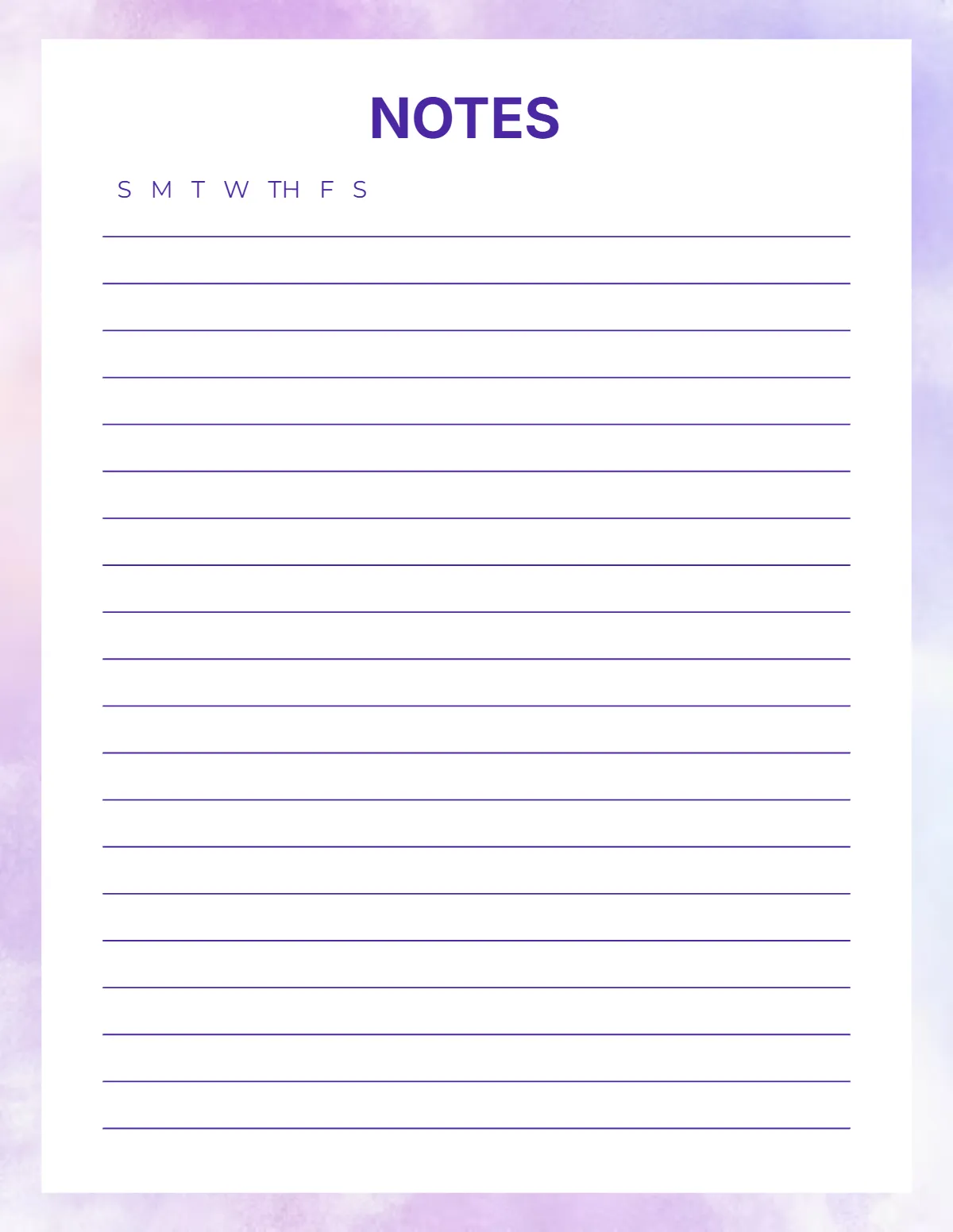 Purple Lined Paper Template