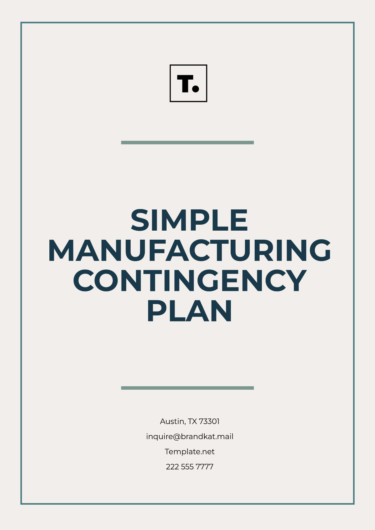 Simple Manufacturing Contingency Plan Template - Edit Online & Download