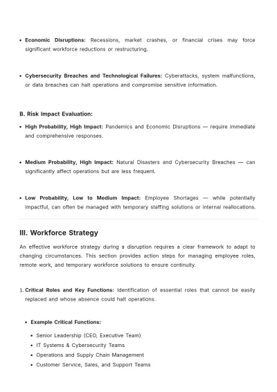 Free Professional HR Workforce Contingency Plan Template to Edit Online
