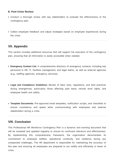 Free Professional HR Workforce Contingency Plan Template to Edit Online