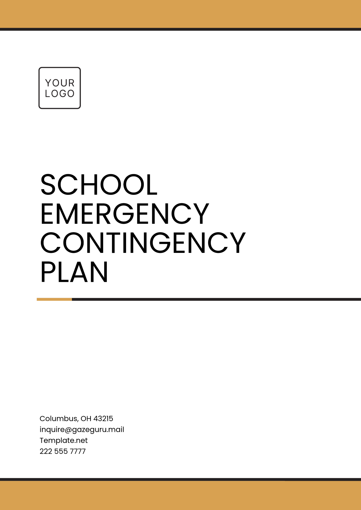 School Emergency Contingency Plan Template - Edit Online & Download