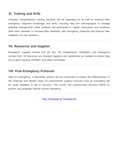 Free School Emergency Contingency Plan Template to Edit Online