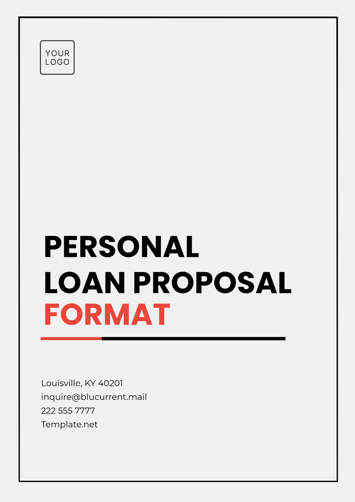 Personal Loan Proposal Format Template - Edit Online & Download