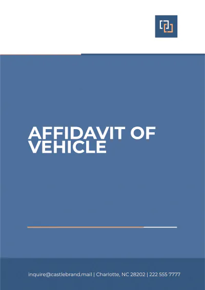 Free Affidavit of Vehicle Template to Edit Online