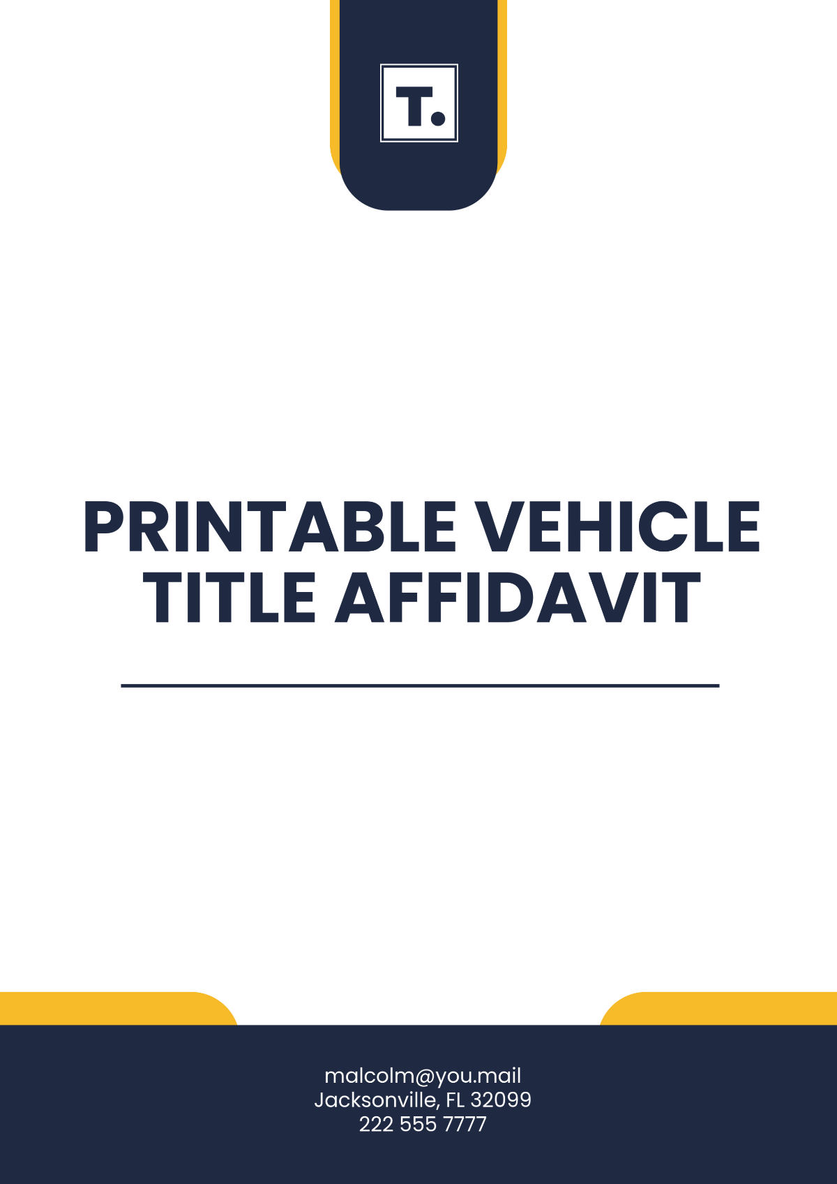 Printable Vehicle Title Affidavit Template