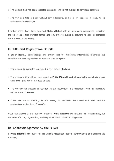 Free Affidavit for Vehicle Transfer Template to Edit Online