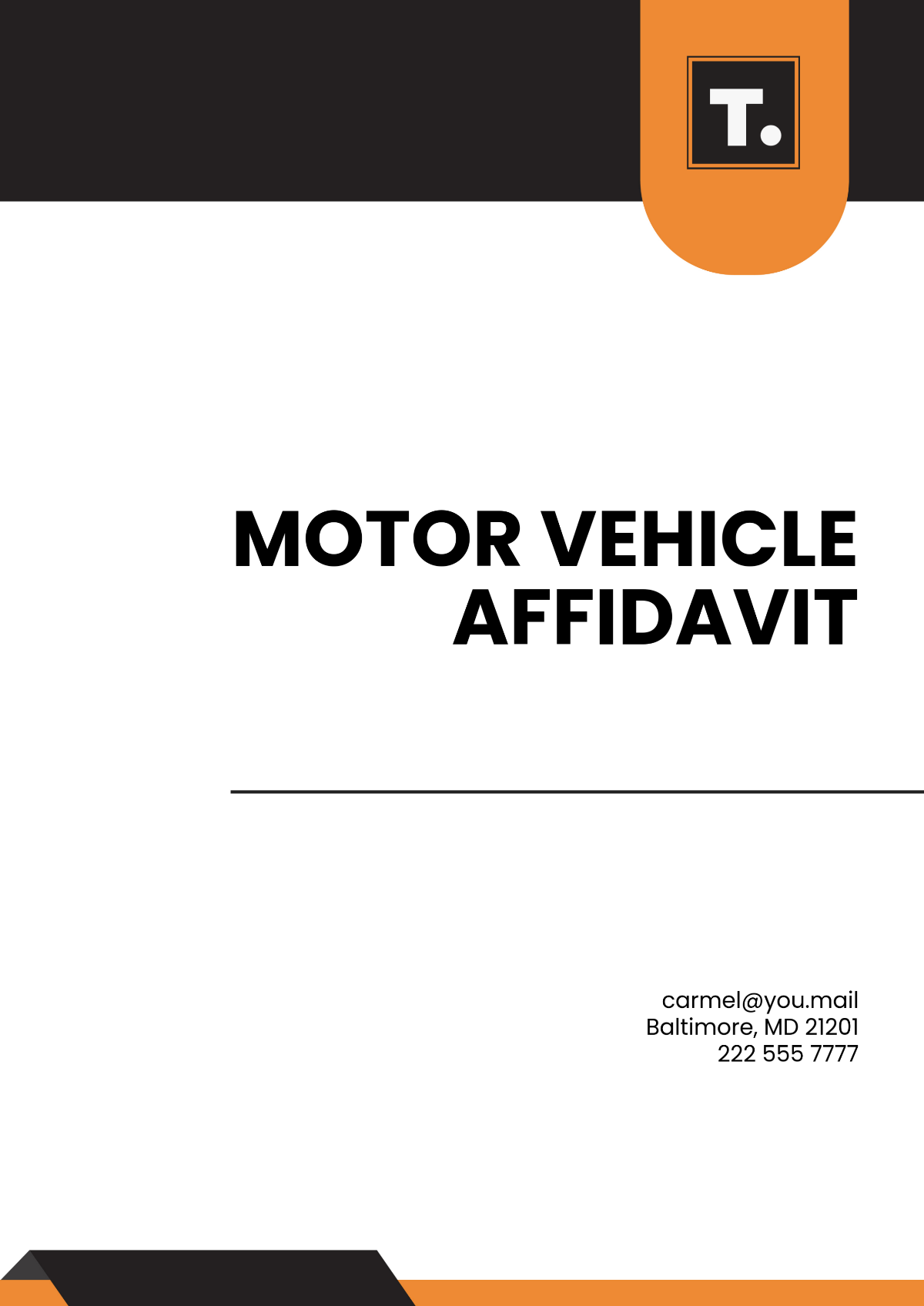 Motor Vehicle Affidavit Template