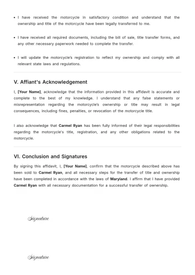 Free Motor Vehicle Affidavit Template to Edit Online