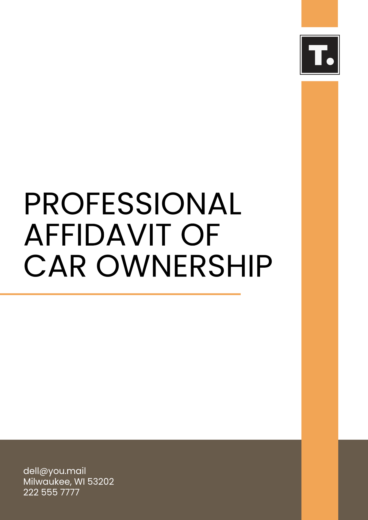 Professional Affidavit of Car Ownership Template