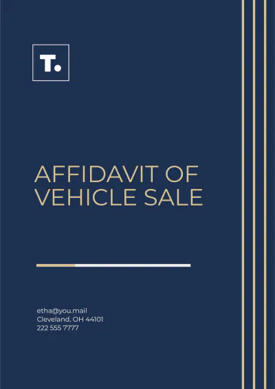 Free Affidavit of Vehicle Sale Template to Edit Online