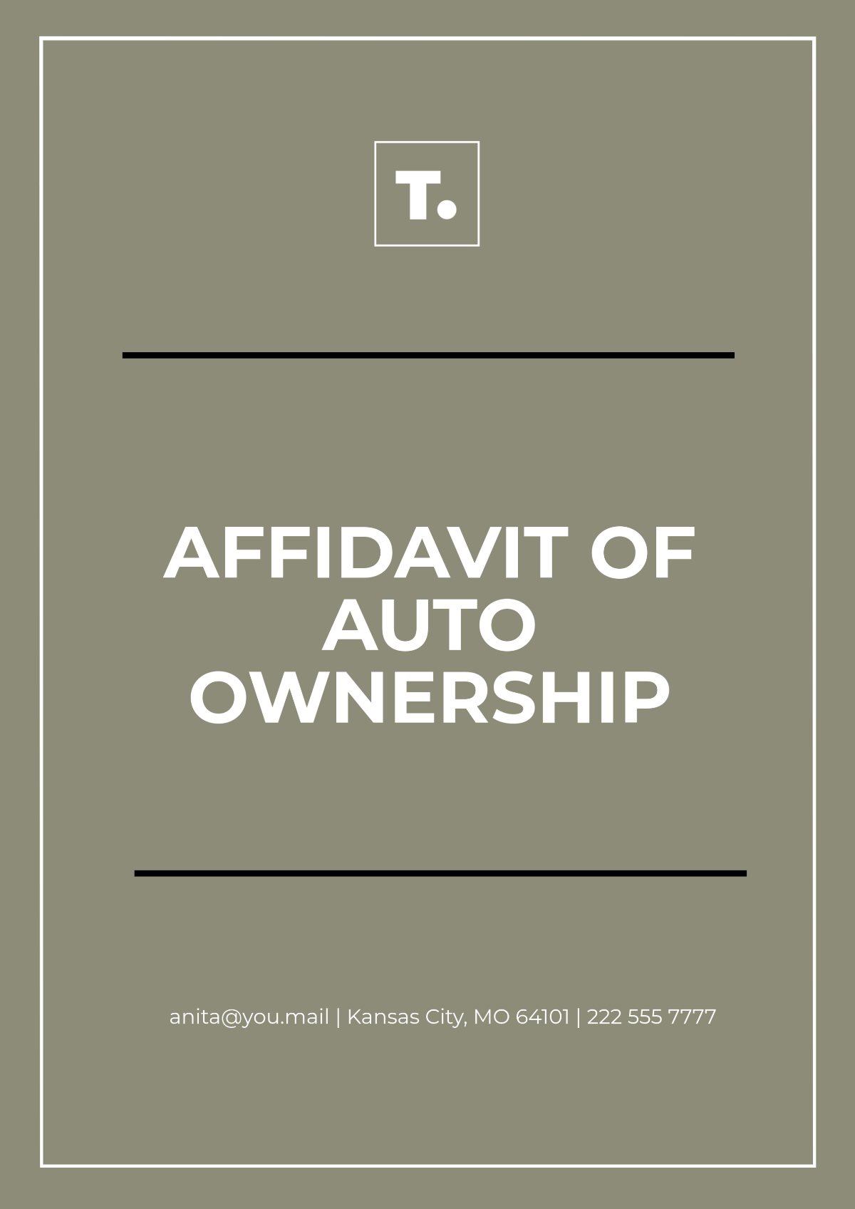 Affidavit of Auto Ownership Template - Edit Online & Download