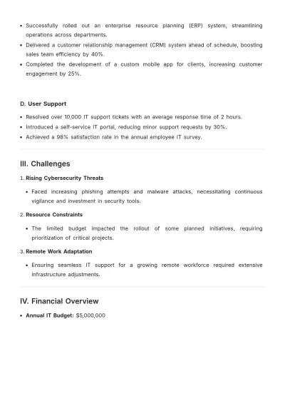 Free IT Department Annual Report Template to Edit Online