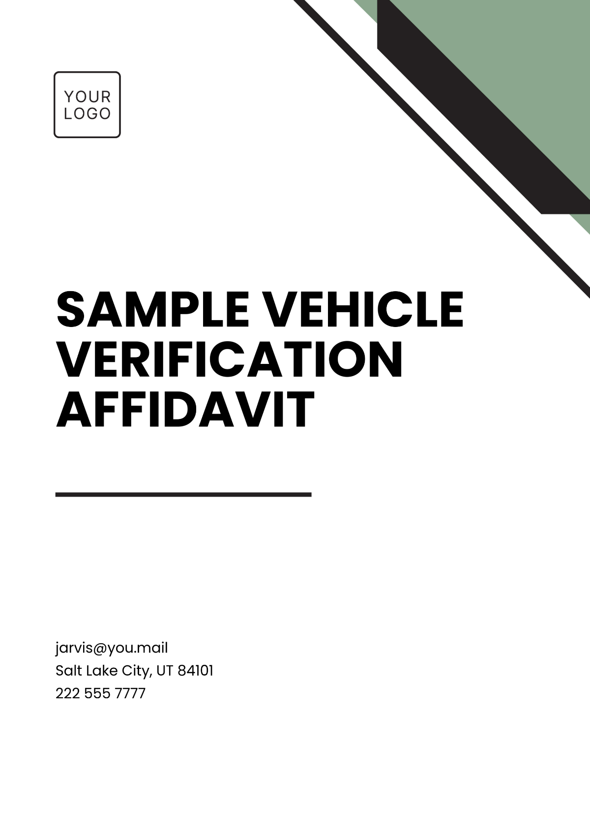 Sample Vehicle Verification Affidavit Template - Edit Online & Download