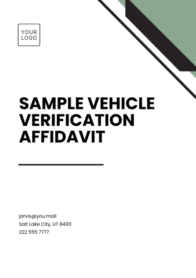 Free Sample Vehicle Verification Affidavit Template to Edit Online