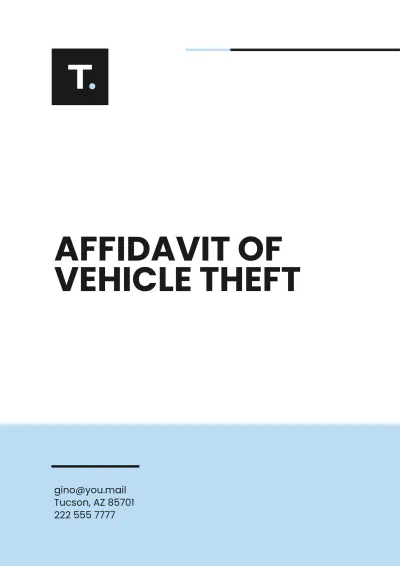 Free Affidavit of Vehicle Theft Template to Edit Online