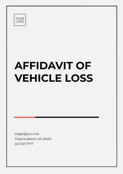 Free Affidavit of Vehicle Loss Template to Edit Online