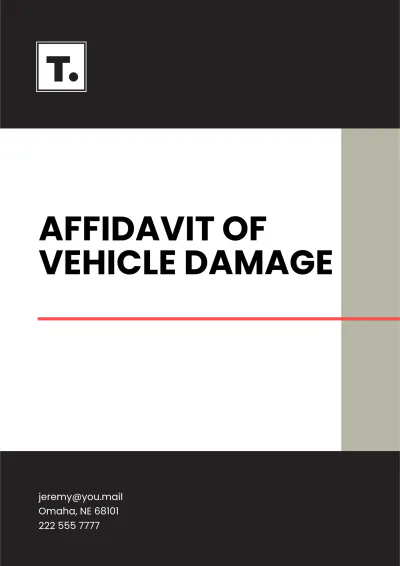 Free Affidavit of Vehicle Damage Template to Edit Online