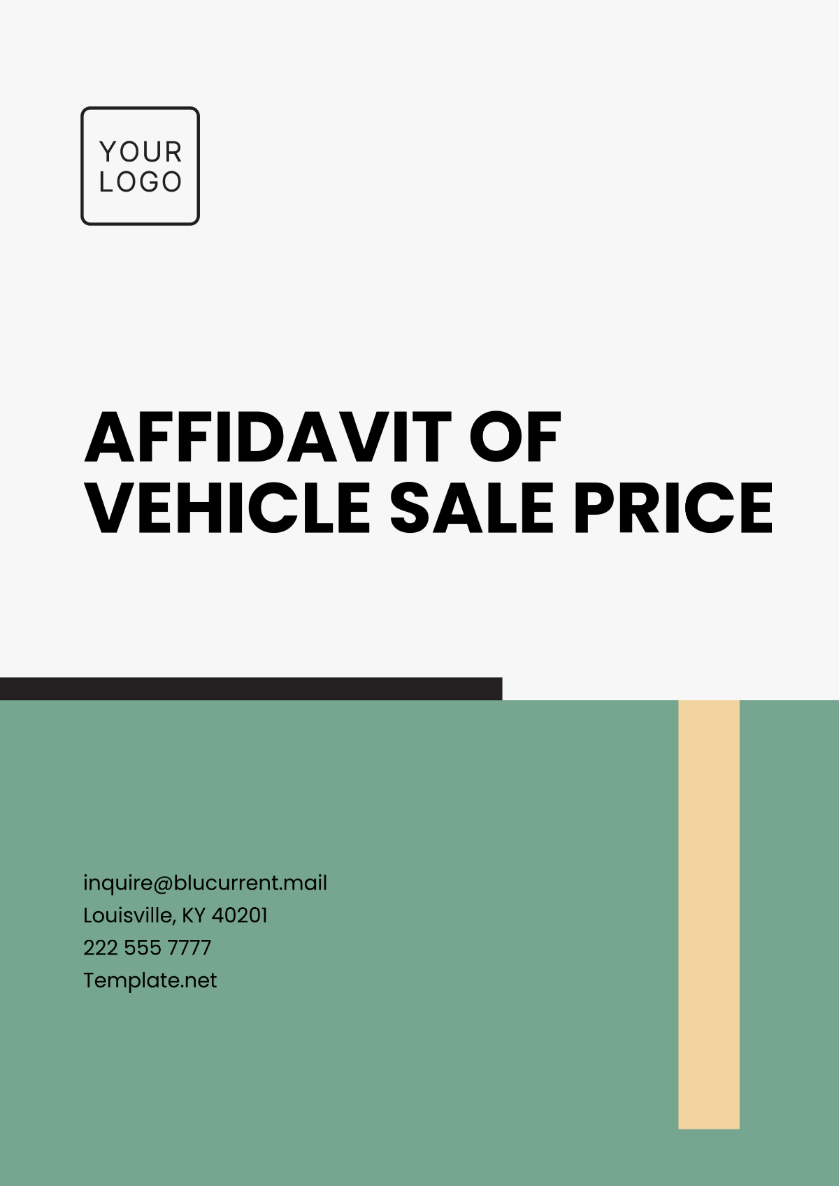 Affidavit of Vehicle Sale Price Template - Edit Online & Download