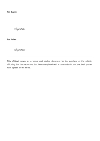 Free Affidavit of Vehicle Purchase Template to Edit Online