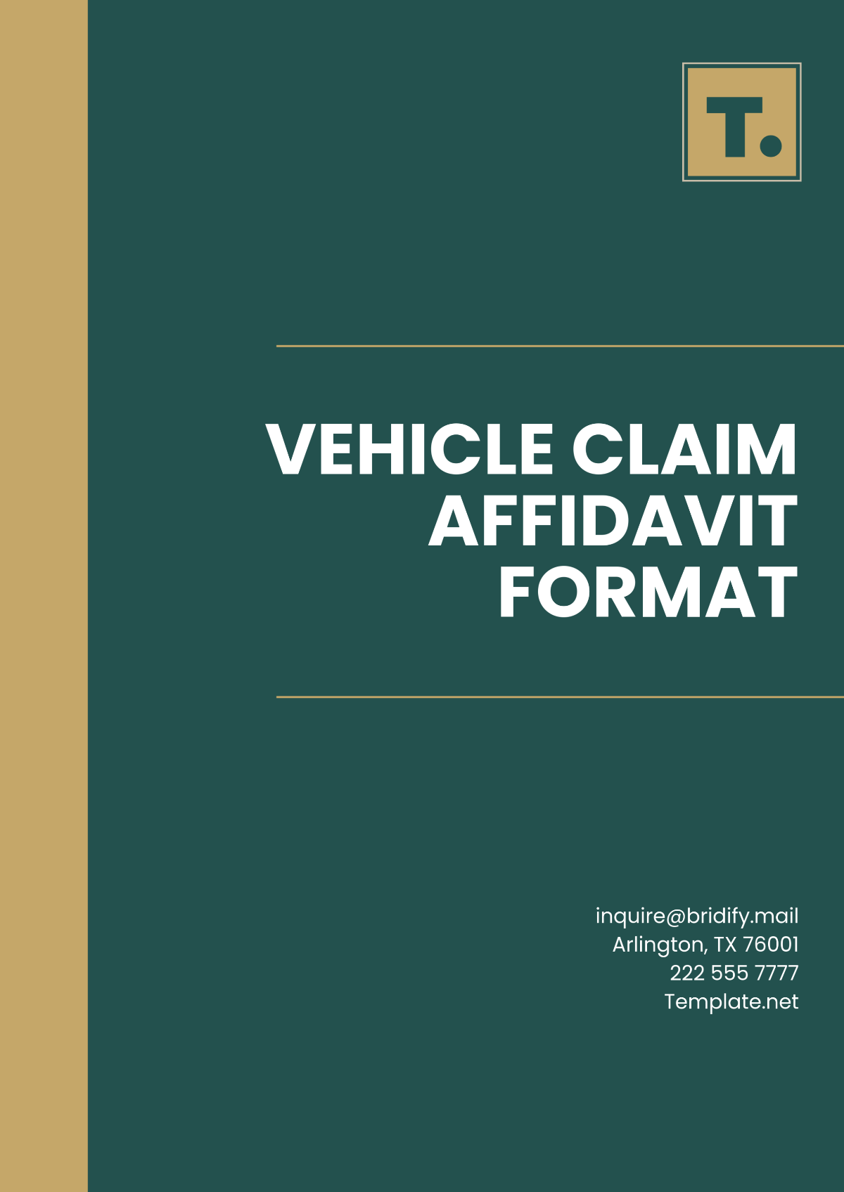 Vehicle Claim Affidavit Format Template - Edit Online & Download