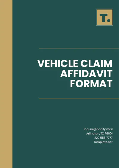 Free Vehicle Claim Affidavit Format Template to Edit Online