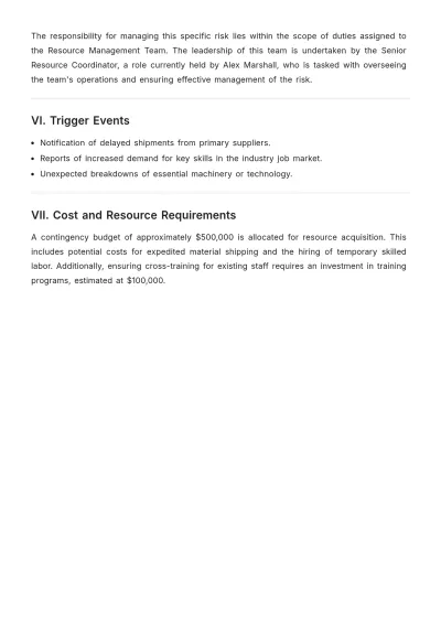 Free Printable Project Risk Contingency Template to Edit Online