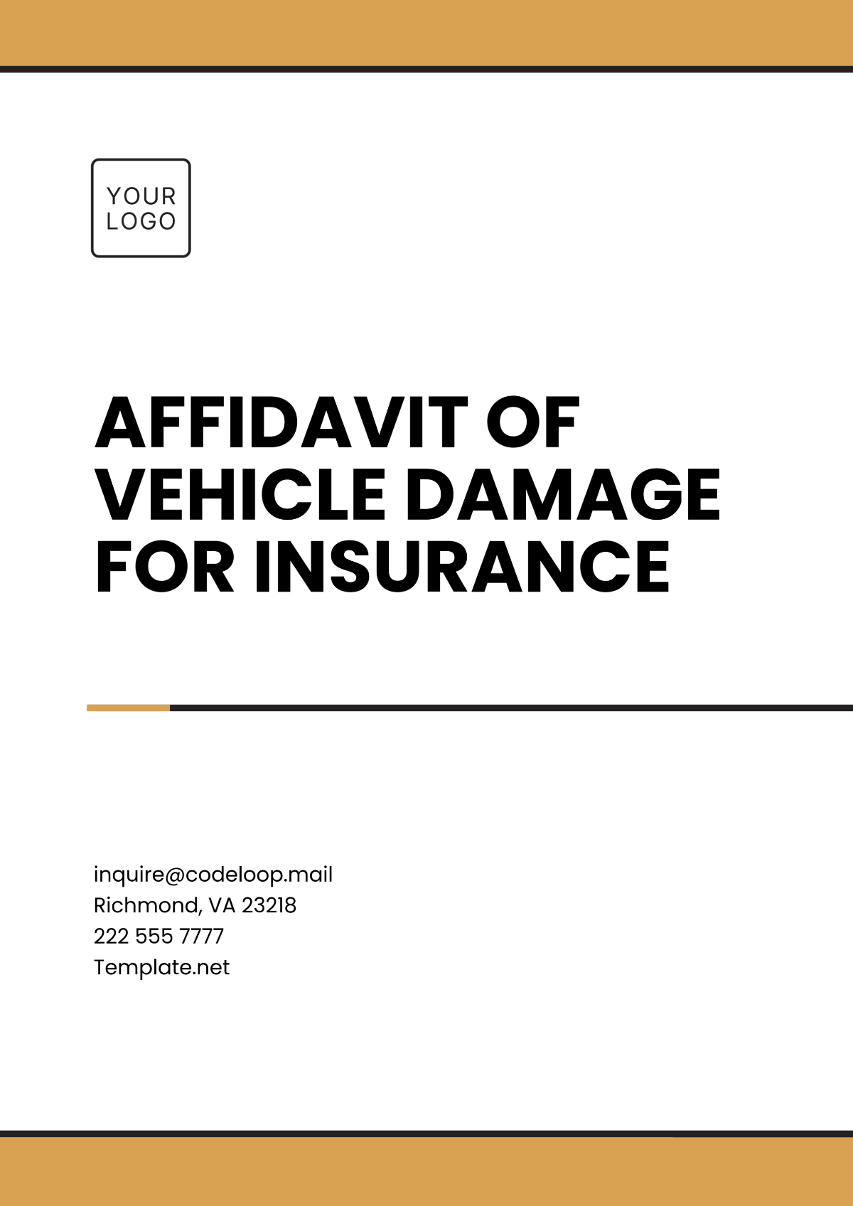 Free Affidavit of Vehicle Damage Template - Edit Online & Download ...