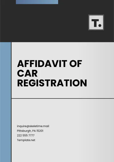 Free Affidavit of Car Registration Layout Template to Edit Online