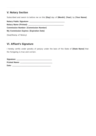 Free Affidavit of Car Registration Layout Template to Edit Online