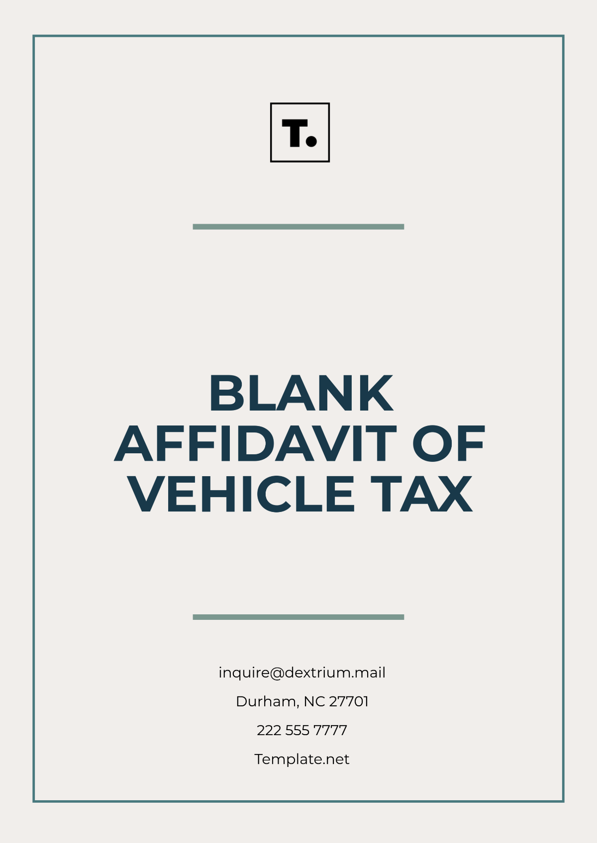 Blank Affidavit of Vehicle Tax Template - Edit Online & Download