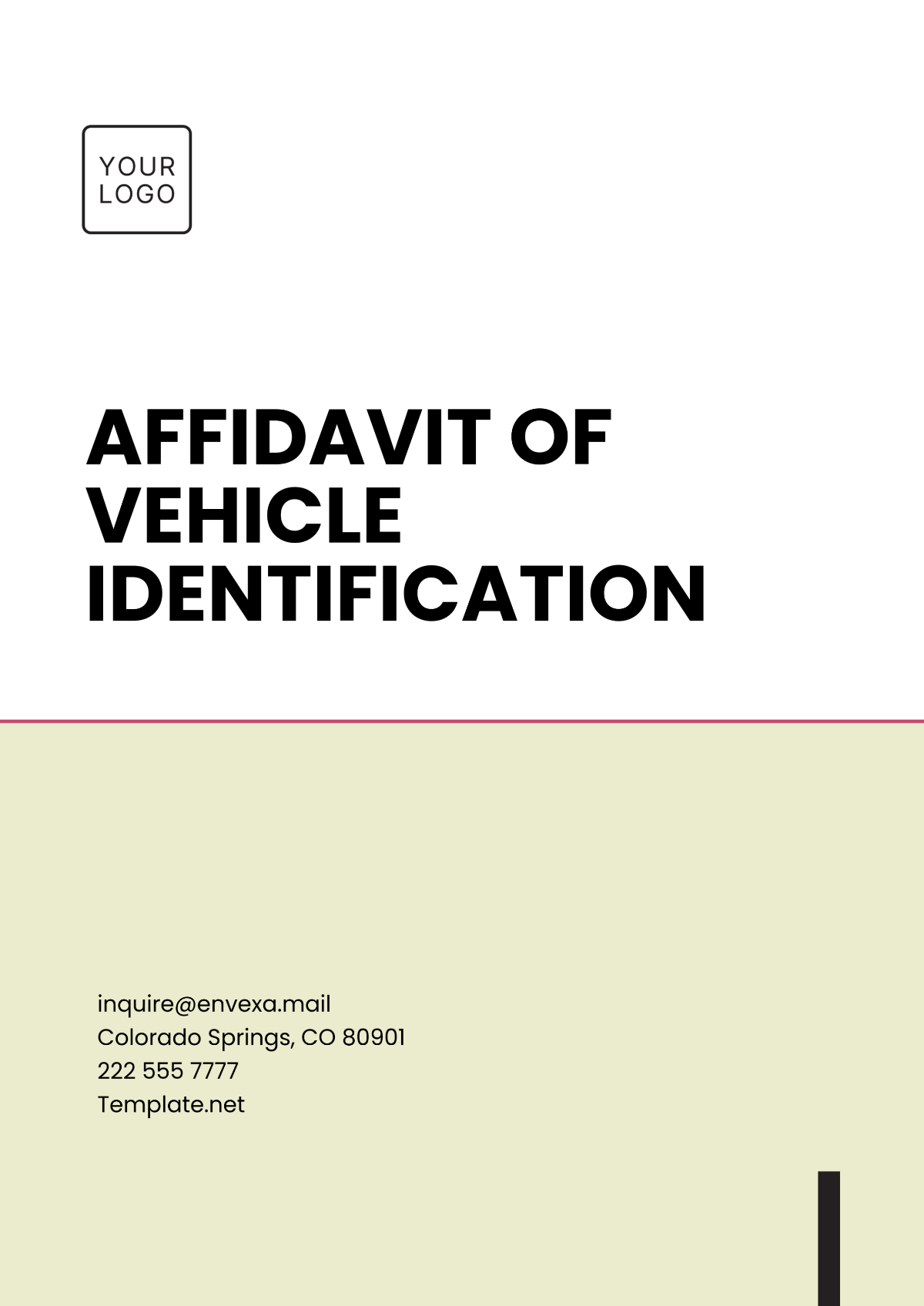 Affidavit of Vehicle Identification Template - Edit Online & Download