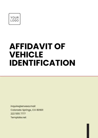 Free Affidavit of Vehicle Identification Template to Edit Online