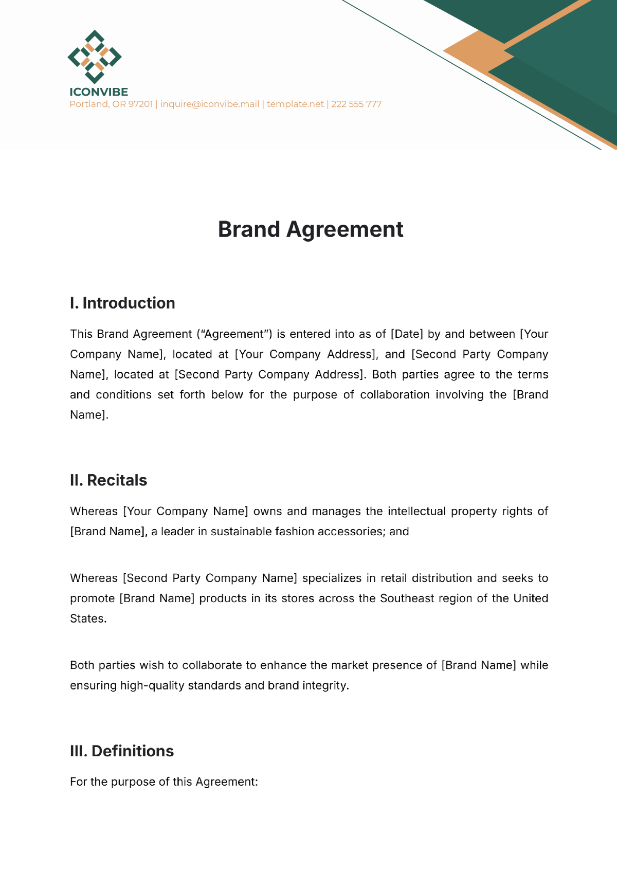 Free Brand Agreement Template