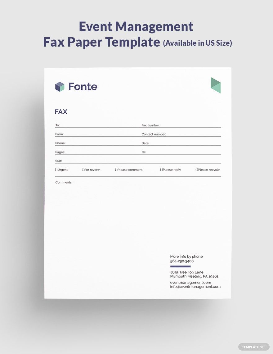 Free Event Management Fax Paper Template