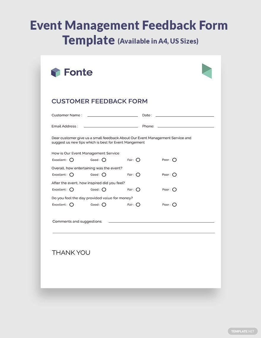 Event Management Feedback Form Template