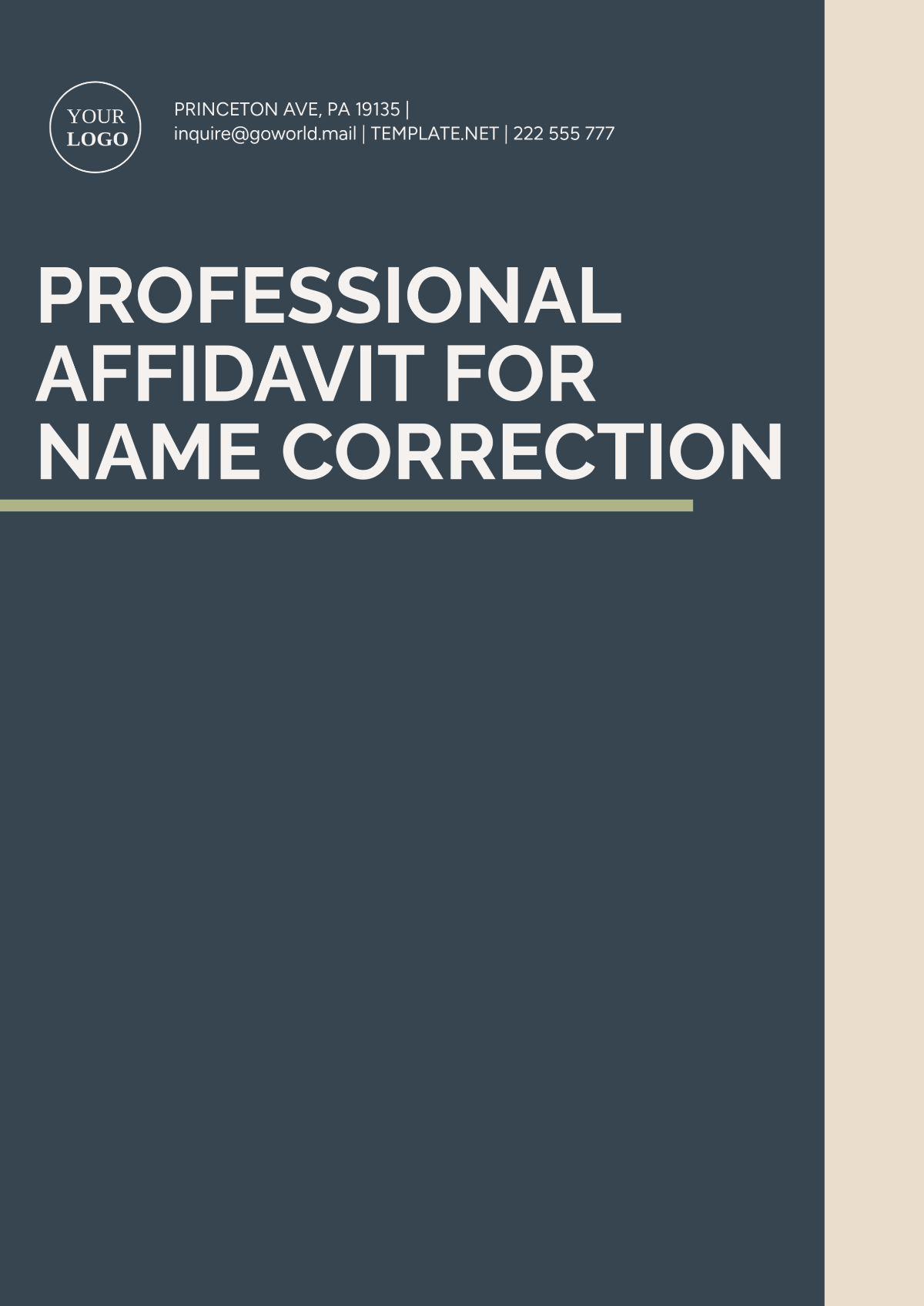 Professional Affidavit for Name Correction Template - Edit Online & Download