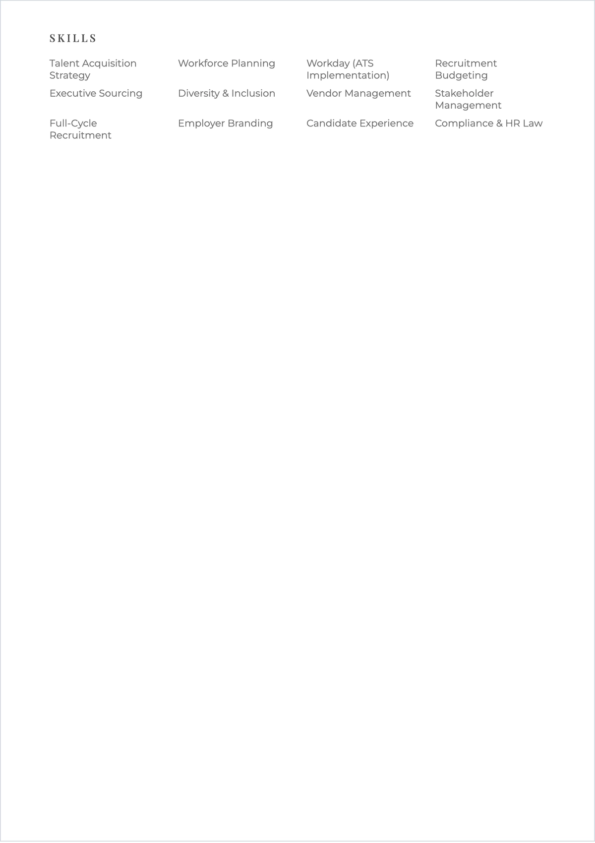 Free Corporate Staffing ATS CV Template, AI CV Builder