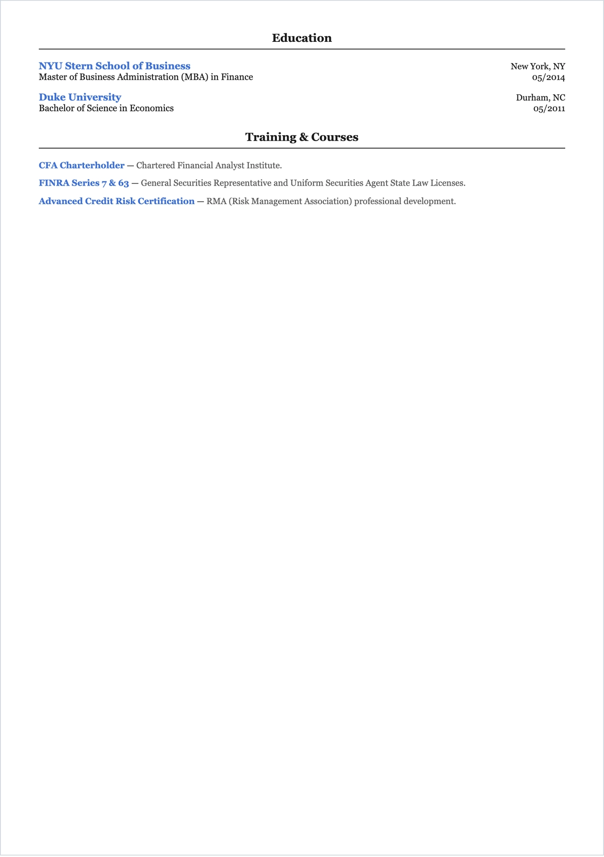 Free Corporate Banking ATS CV Template, AI CV Builder