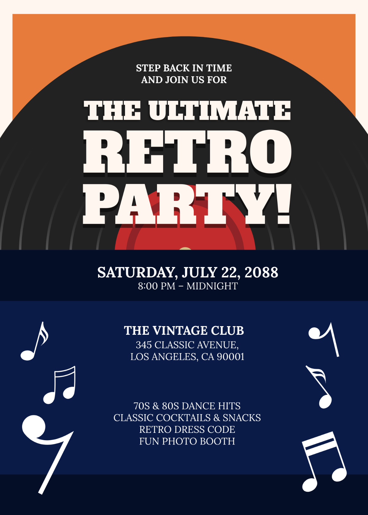 Retro Party Invitation Template - Edit Online & Download