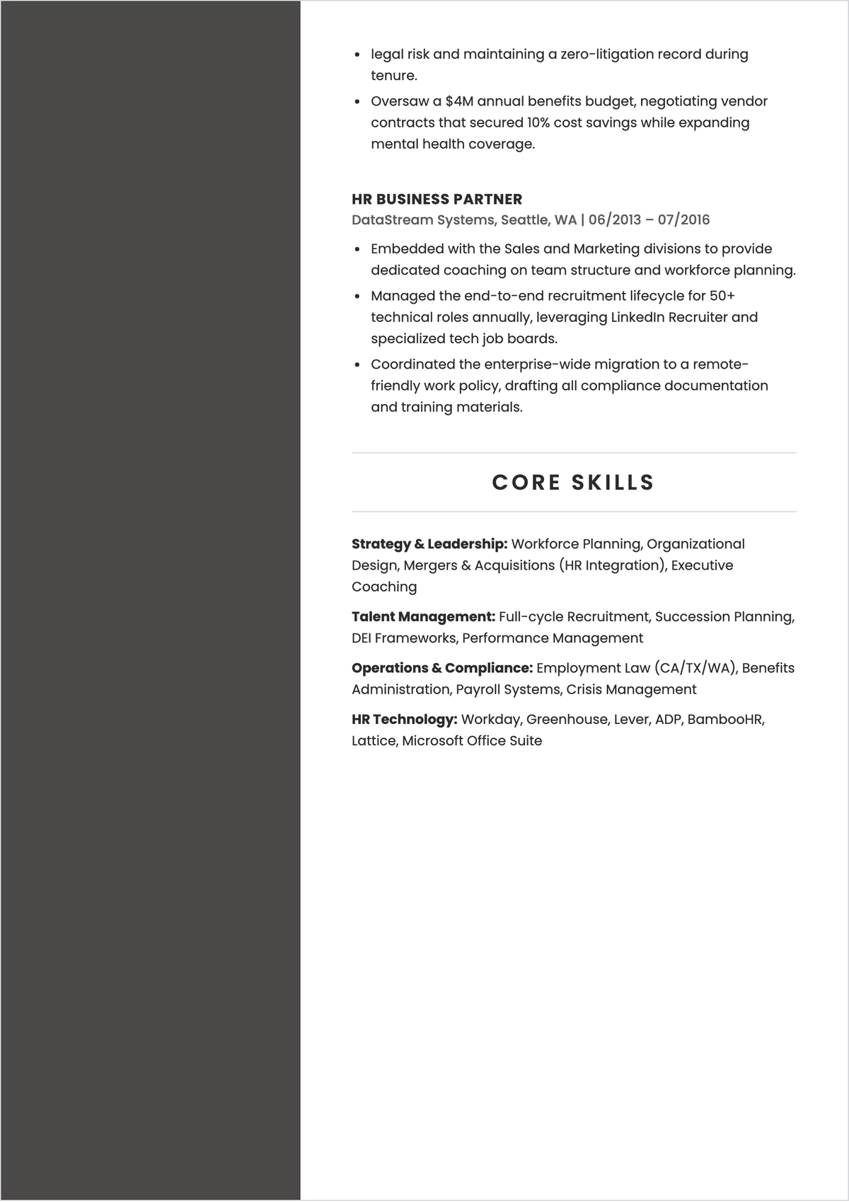 Free Corporate HR ATS CV Template, AI CV Builder