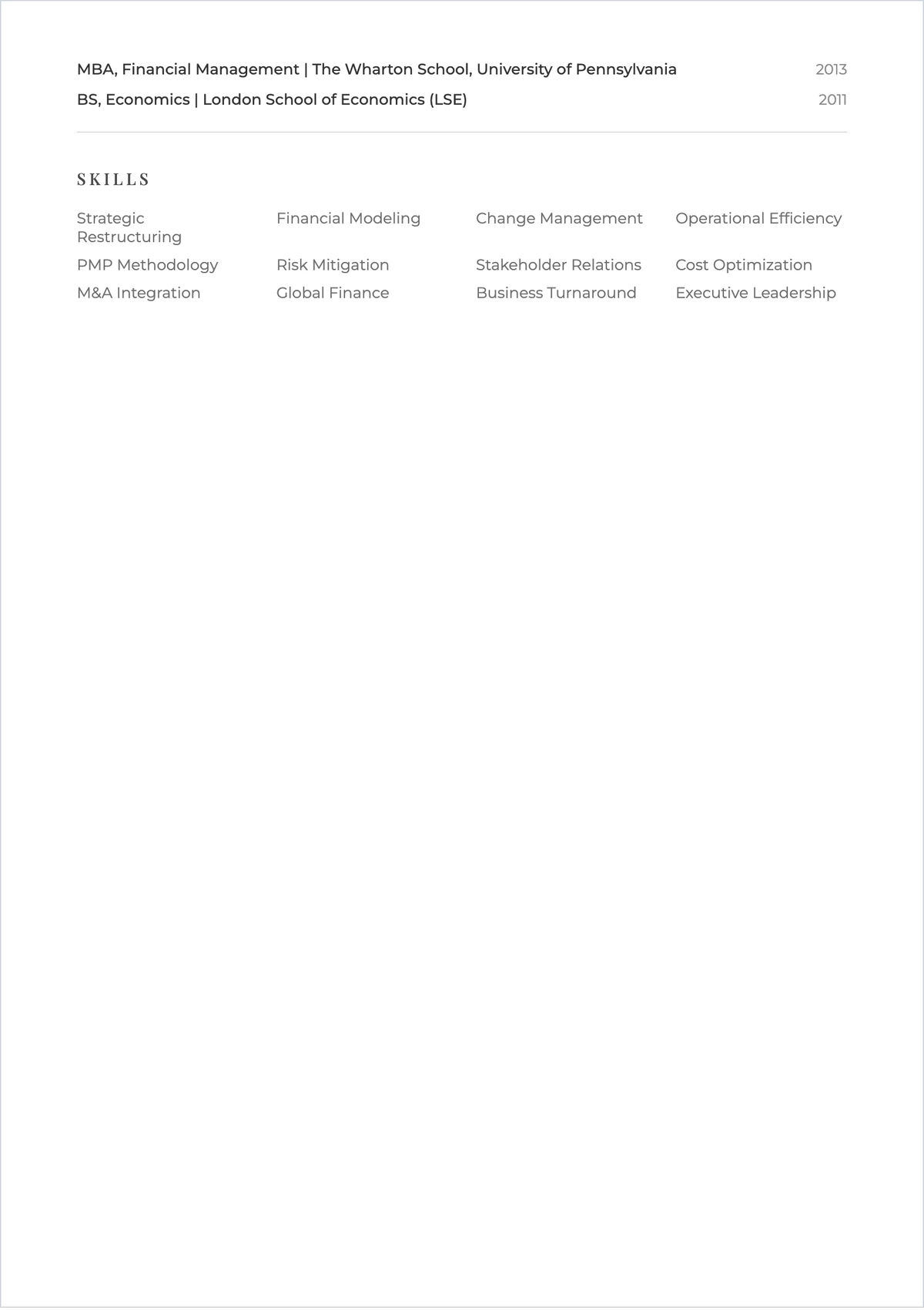 Free Printable Corporate Consultant ATS CV Template, AI CV Builder