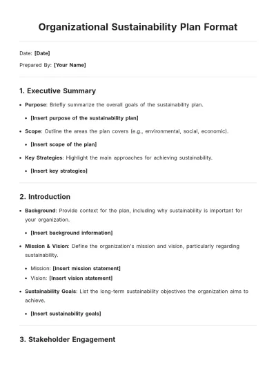 Free Organizational Sustainability Plan Format Template to Edit Online