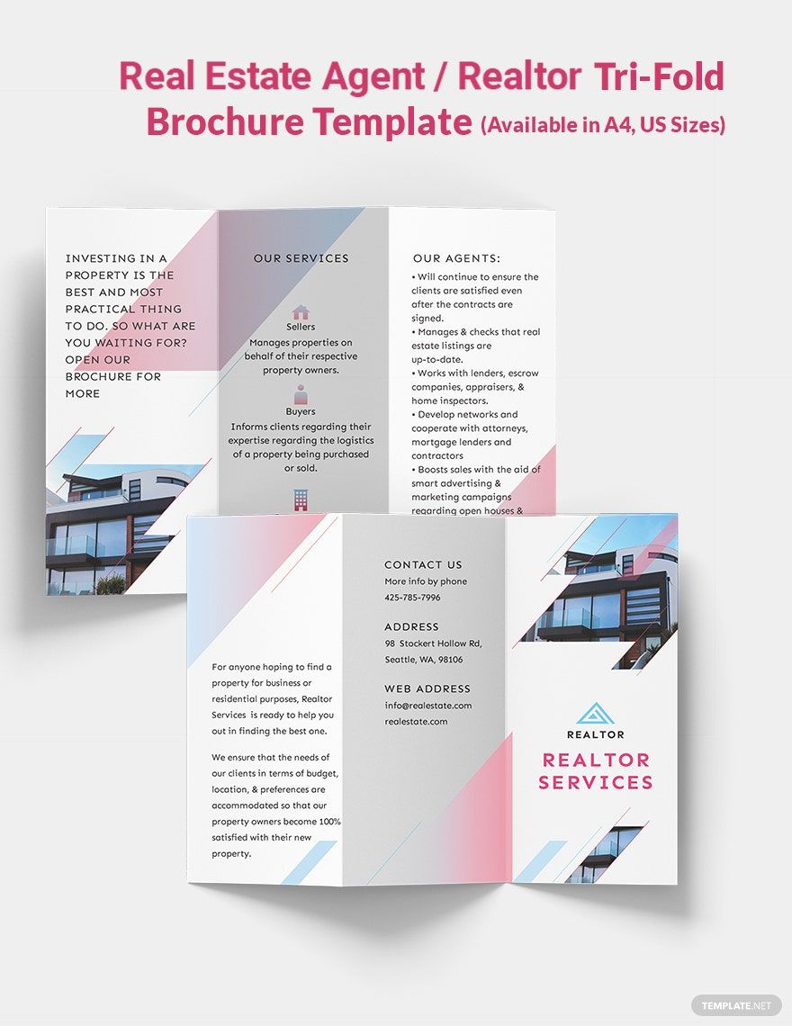 Free Real Estate Agent/Realtor Tri-Fold Brochure Template