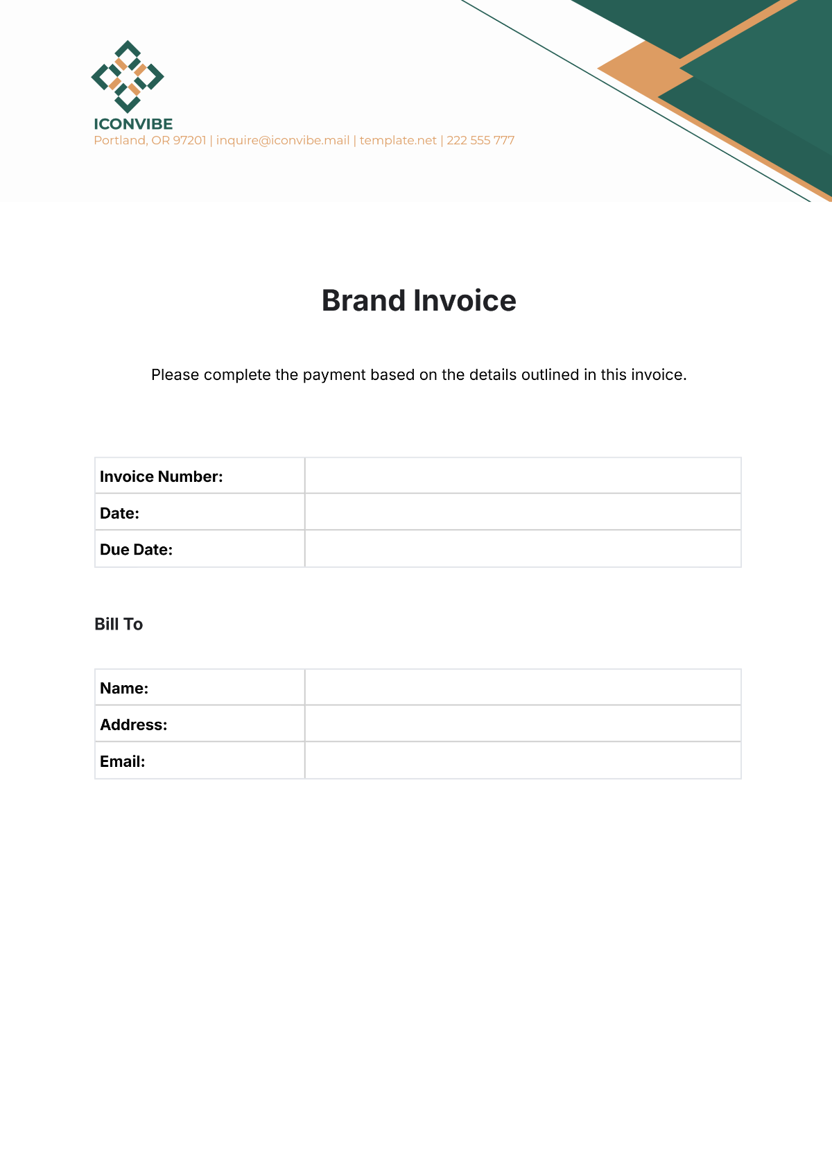 Brand Invoice Template - Edit Online & Download