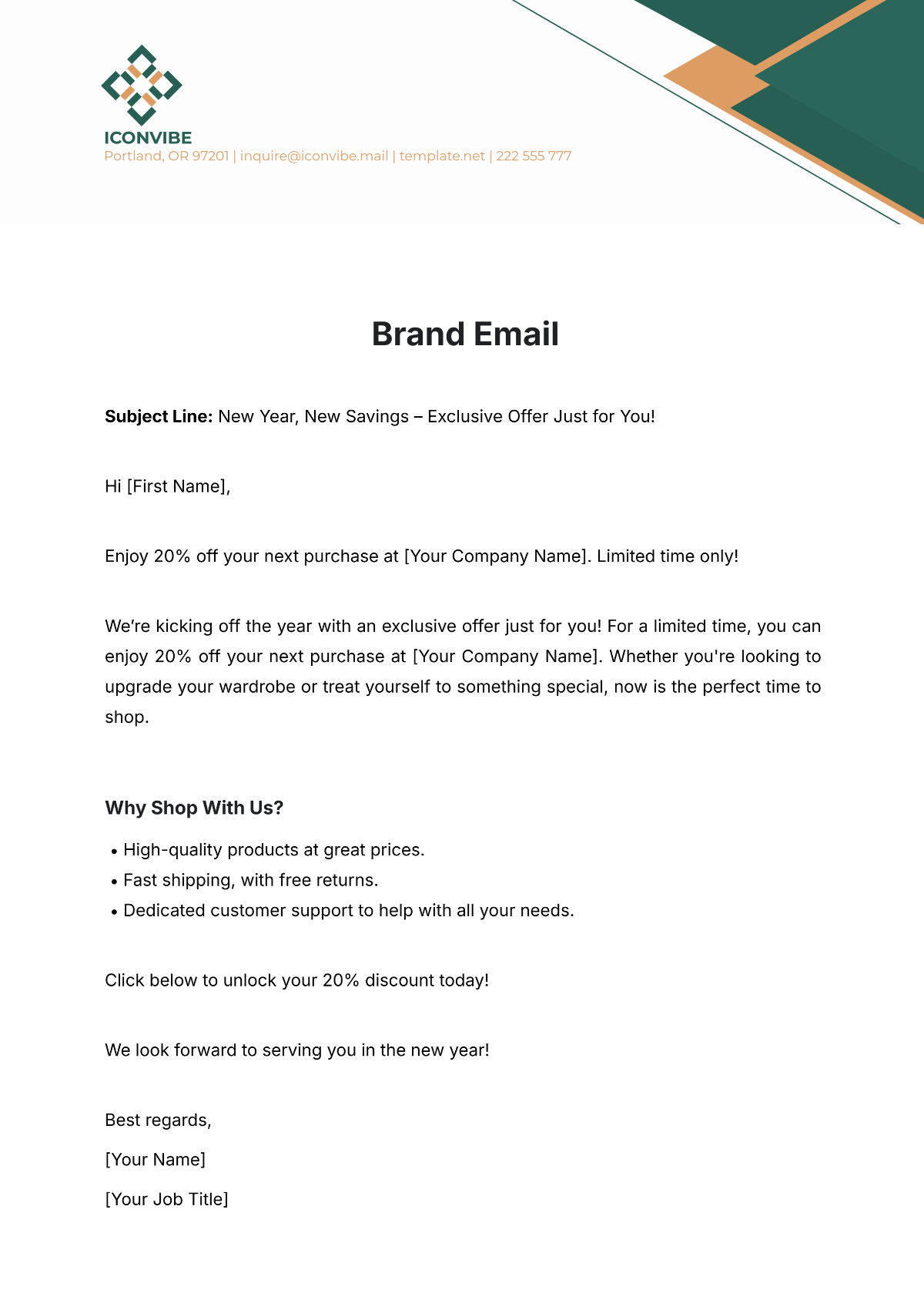 Brand Email Template - Edit Online & Download